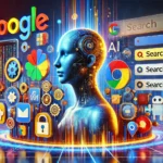 DALL·E 2024-10-30 08.24.32 – A realistic and colorful image depicting Google Gemini as a revolutionary tool in search and artificial intelligence. The image should use blue, yello