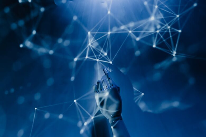Dados de inteligência artificial em painel digital com gráficos
