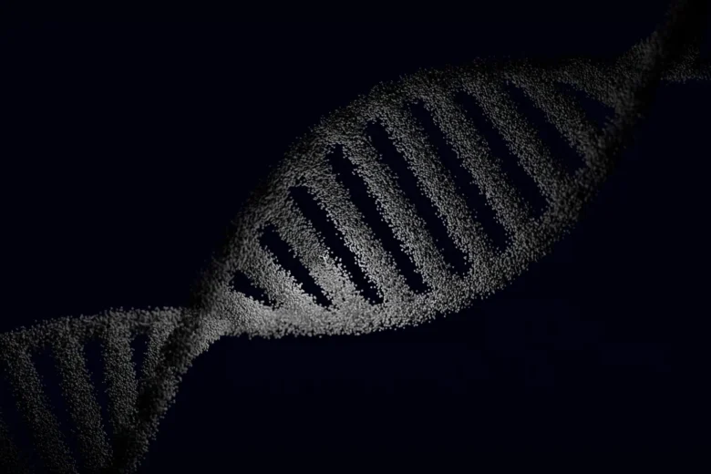 Representação abstrata de uma hélice de DNA sintético em laboratório